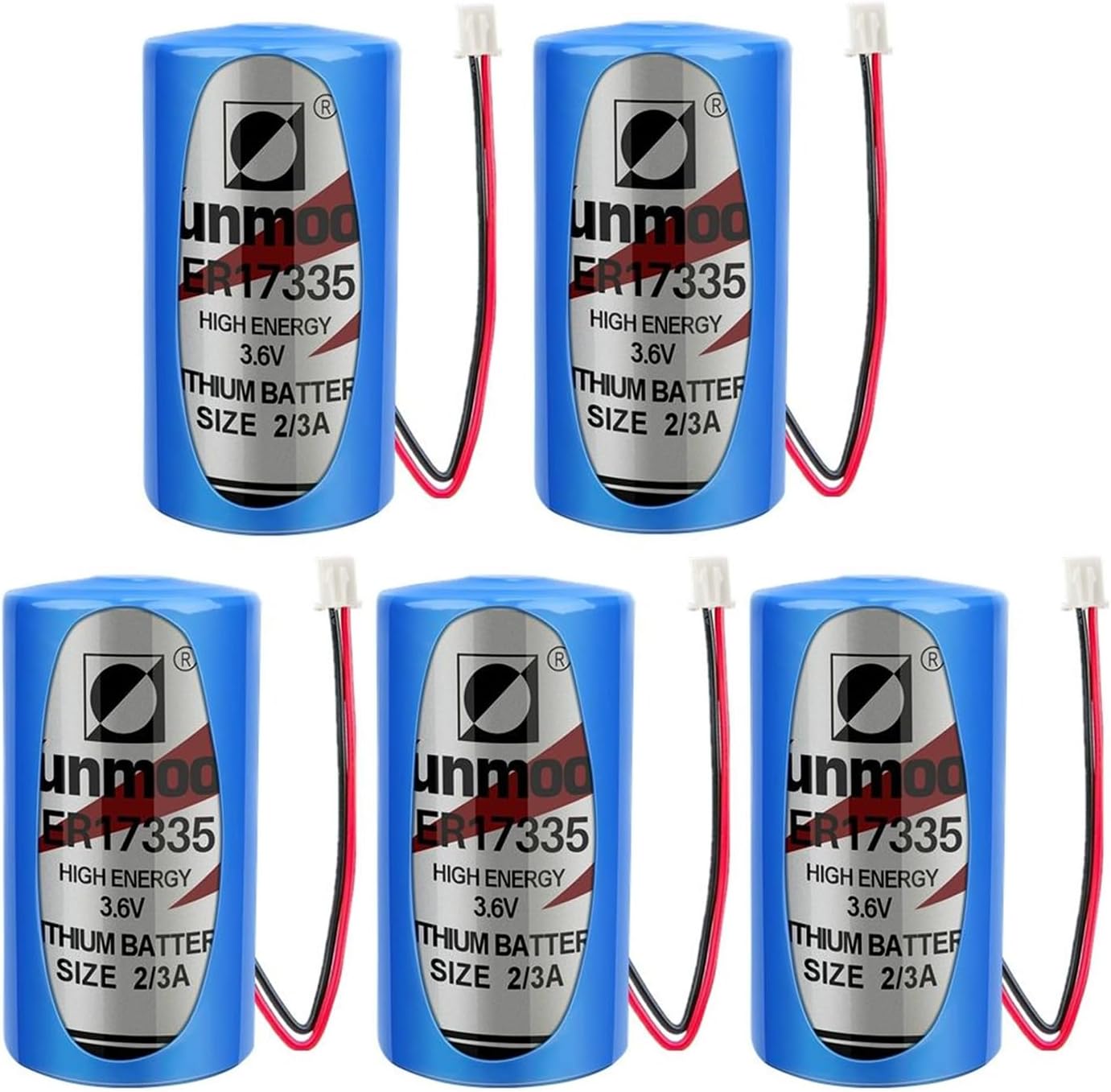 WEIMAA 5 Pack ER17335 3.6V Lithium Battery 2100mAh 2/3A Primary Lithium Battery with 2.54 Connector