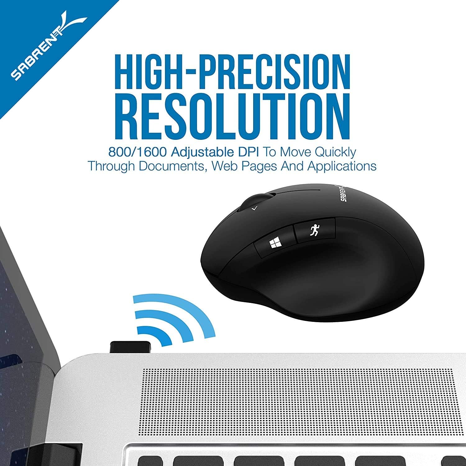 SABRENT Rechargeable Ergonomic 2.4GHz Wireless Mouse with 4D Function (MS-WRCH)