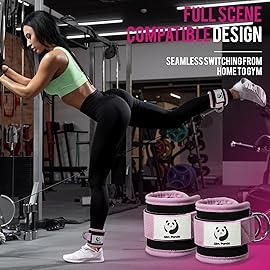 Slim Panda Ankle Strap for Cable Machine,Ankle Cuff for Kickbacks, Booty Hip Abductors,Glute Workouts, Leg Extensions, Curls for Men and Women, Adjustable with Double D-Rings (Pair, Lavender)