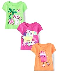 The Children's Place Baby Girls' and Toddler Unicorns,Butterflies,Trends Short Sleeve Graphic T-Shirts,3 Pack