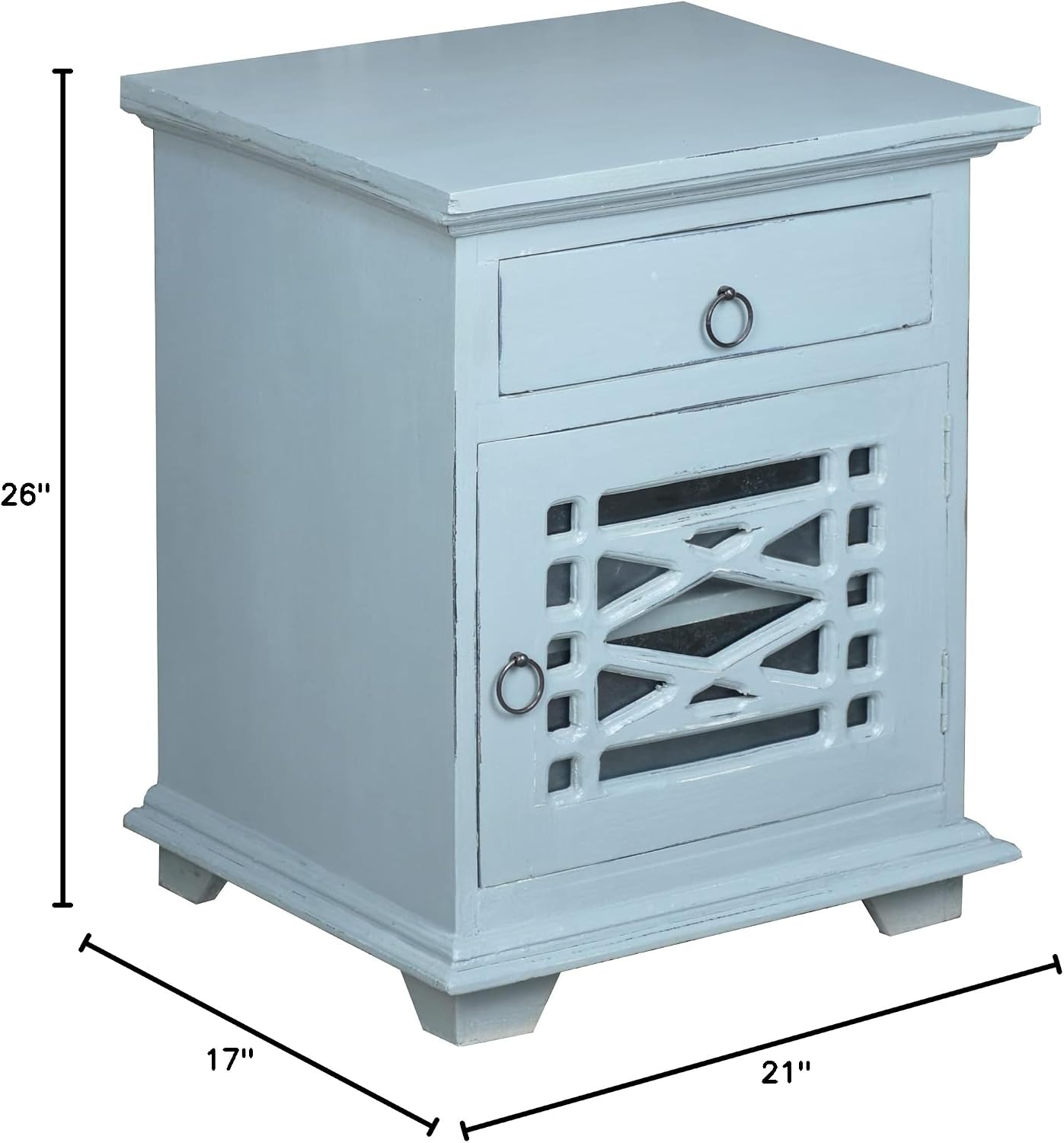 Sunset Trading Cottage Solid Wood Night Distressed Beach Blue | Fully Assembled Side Table
