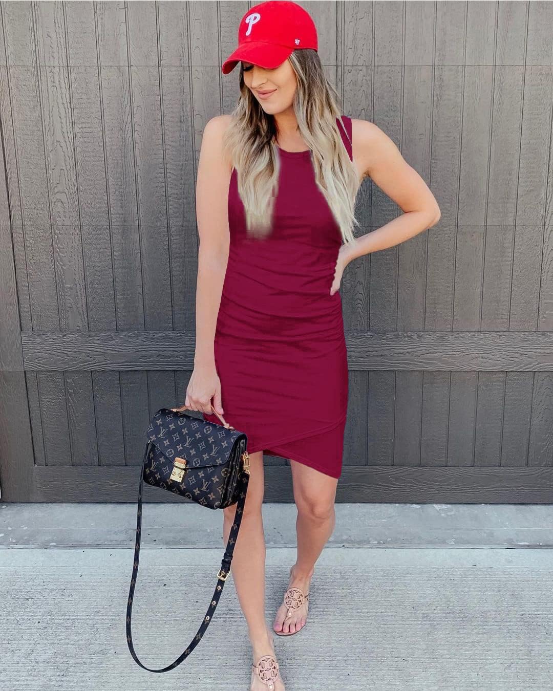 BTFBM Women Summer Dresses 2026 Sleeveless Tank Ruched Bodycon Sundresses for Women Party Beach Mini Casual Spring Dress - Image 2