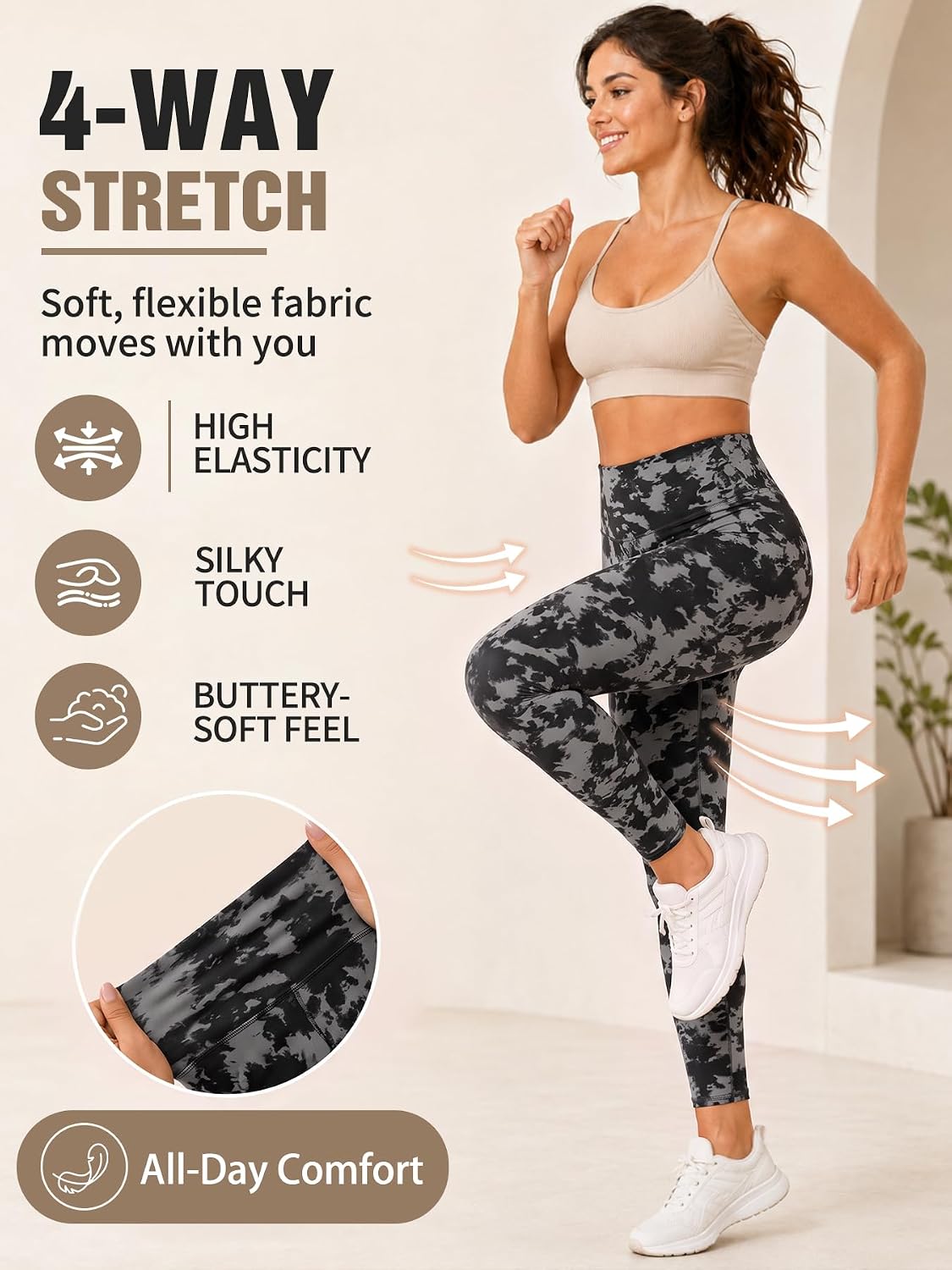 Blue Breath Leggings for Women High Waisted, Buttery Soft Yoga Pants, Non See Through Light Tummy Control Athletic Pants image 5