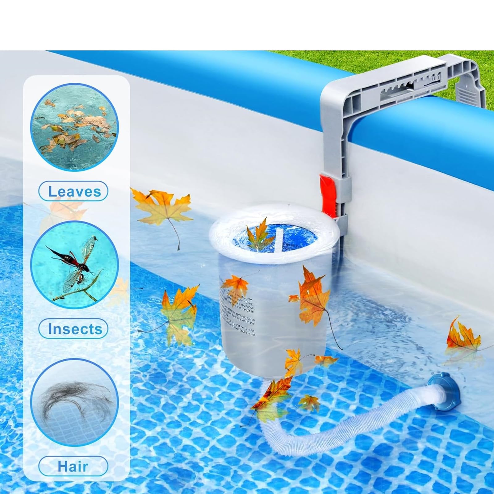 Skimmer para Piscina de Suelo Skimmer para Superficie de Montaje en Pared con Cesta Desmontable Superficie para Piscina con Soporte de Montaje Ajustable