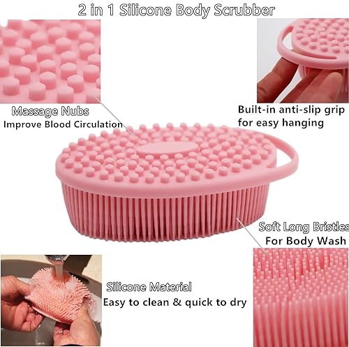 Miniatura 2 de Higoney Paquete de 2 depuradores corporales de silicona, cepillo multifuncional para la espalda, limpiador de ducha para limpieza profunda y