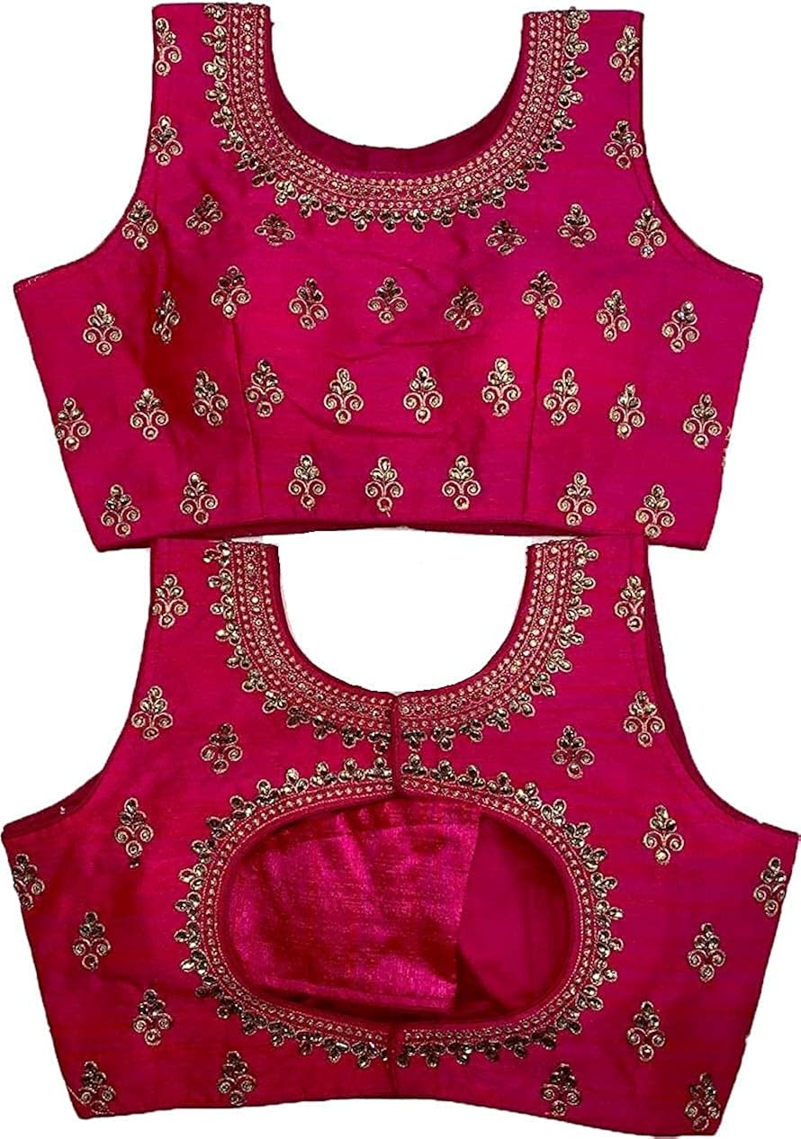Ge export zari thread tcnuh with stone work blouse 38 size Ge export zari thread tcnuh with stone work blouse 38 size