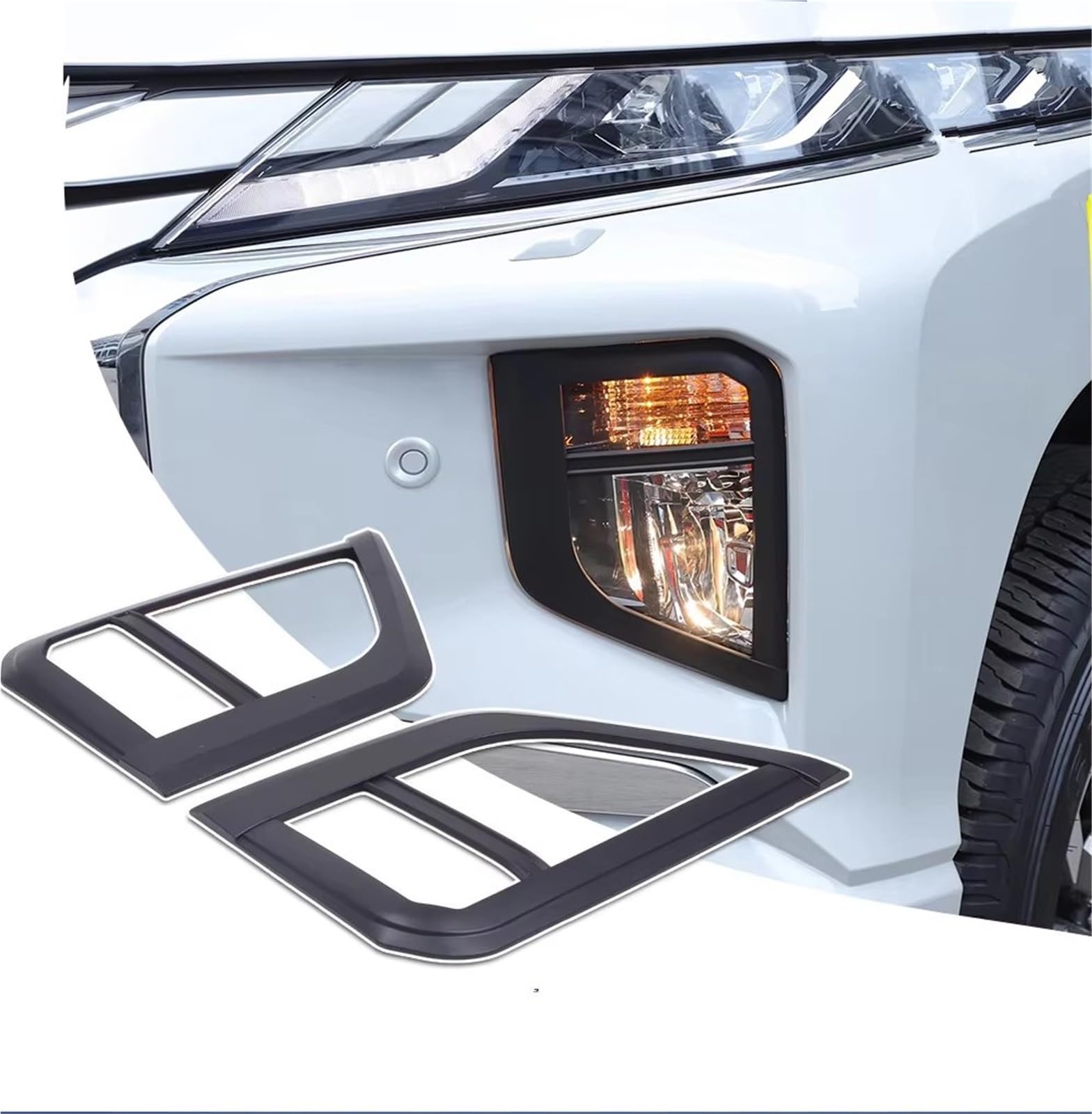 Nebelscheinwerfergrill Kompatibel Mit Mitsubishi Für L200 Für Triton 2019 2020 2021 2022 2023 Nebelscheinwerfer-Abdeckung, Lampengitter, Hauben, Außenschutz, Zubehör
