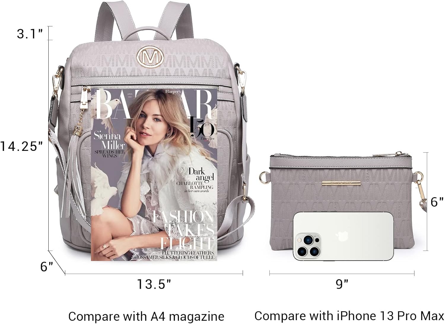 MKP COLLECTION Women Fashion Backpack Purse Convertible Large Rucksack Versatile Travel Shoulder Bags Handbag Set with Tassel - Image 6