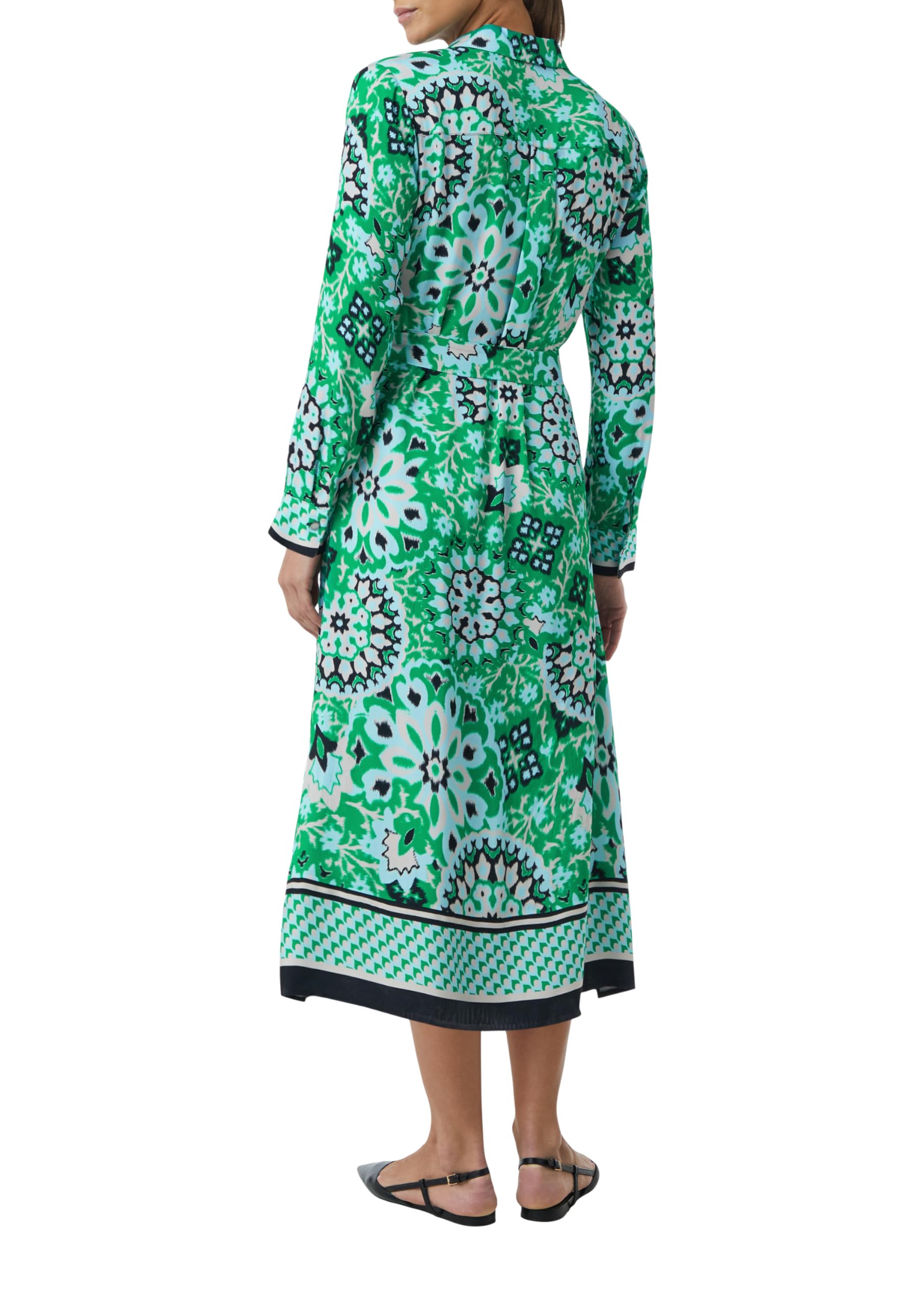 Comma Midi-Kleid mit verdeckter Knopfleiste und All-Over-Print