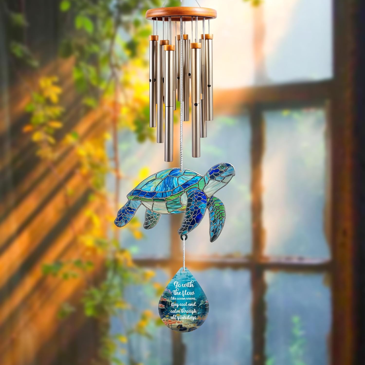 Sea Turtle Christmas Ornament with Waterdrop Quote – Sea Turtle Gifts for Women, Beach Gift for Women, Beach Lovers – Ocean Themed Gift, White Elephant Gifts for Adults - Image 2