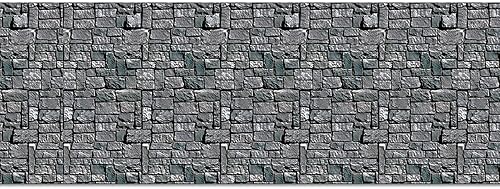 Beistle Fondo de pared de piedra de ladrillo, 4 x 30 pies, decoraciones medievales para fiestas, fondo de decoración medieval, fondo de fotos,