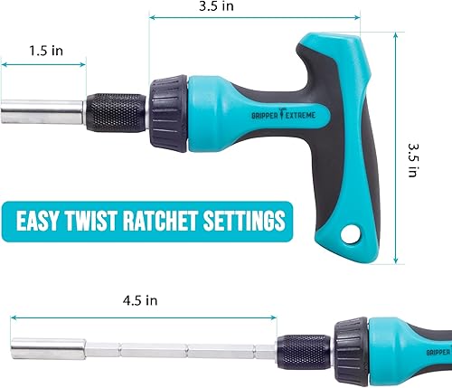 Miniatura 4 de Juego de destornilladores de trinquete con mango en T, 47 piezas. Rendimiento de precisión desatado, acero de aleación duradero de grado profesional