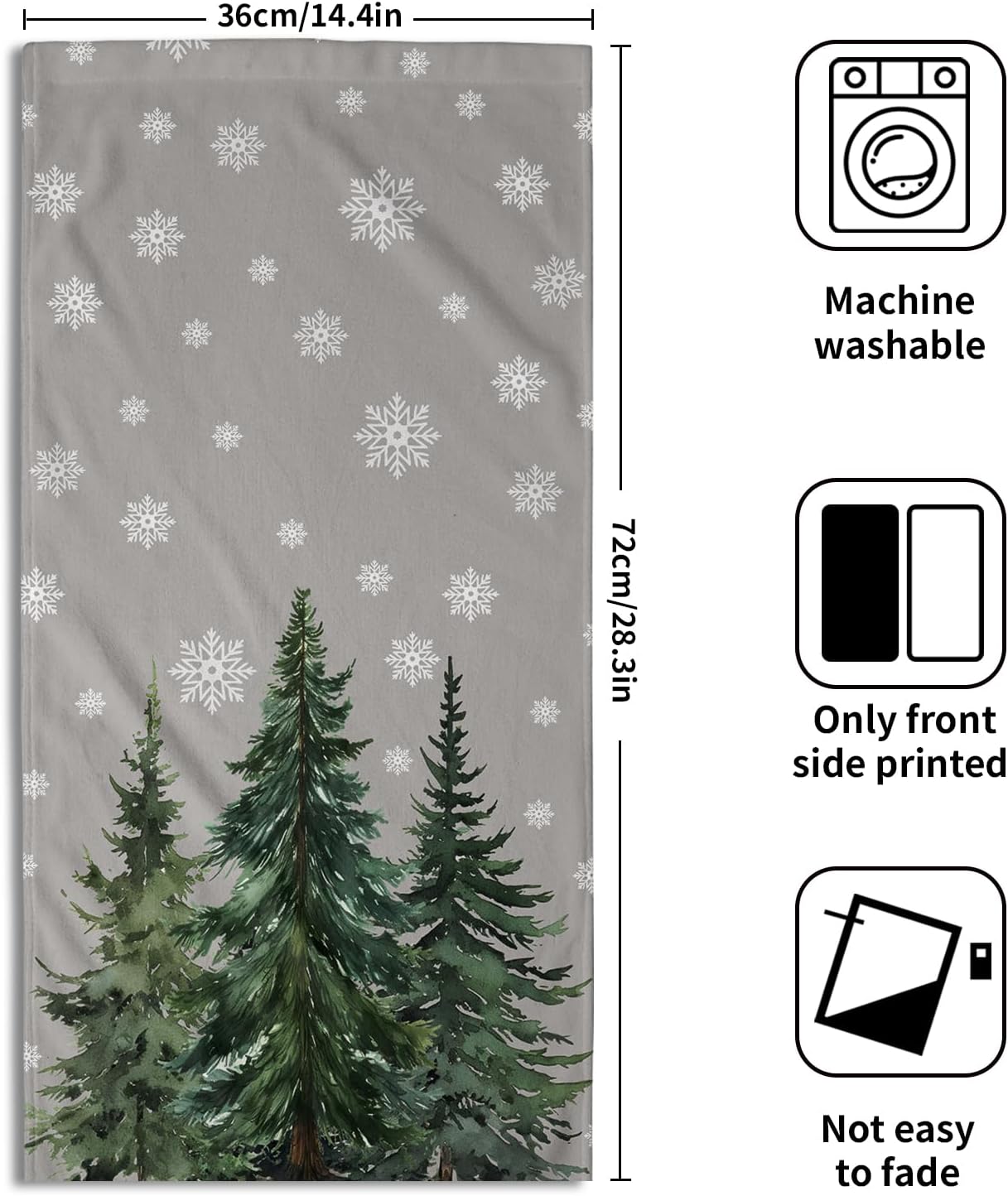 Winter Trees Hand Towels Set of 2, 28x14 Inch Grey Snowflake Brich Tree Soft Comfortable Absorbent Dish Cloths Towel for Kitchen Bathroom Home Xmas Holiday Decor and Gifts - Image 2