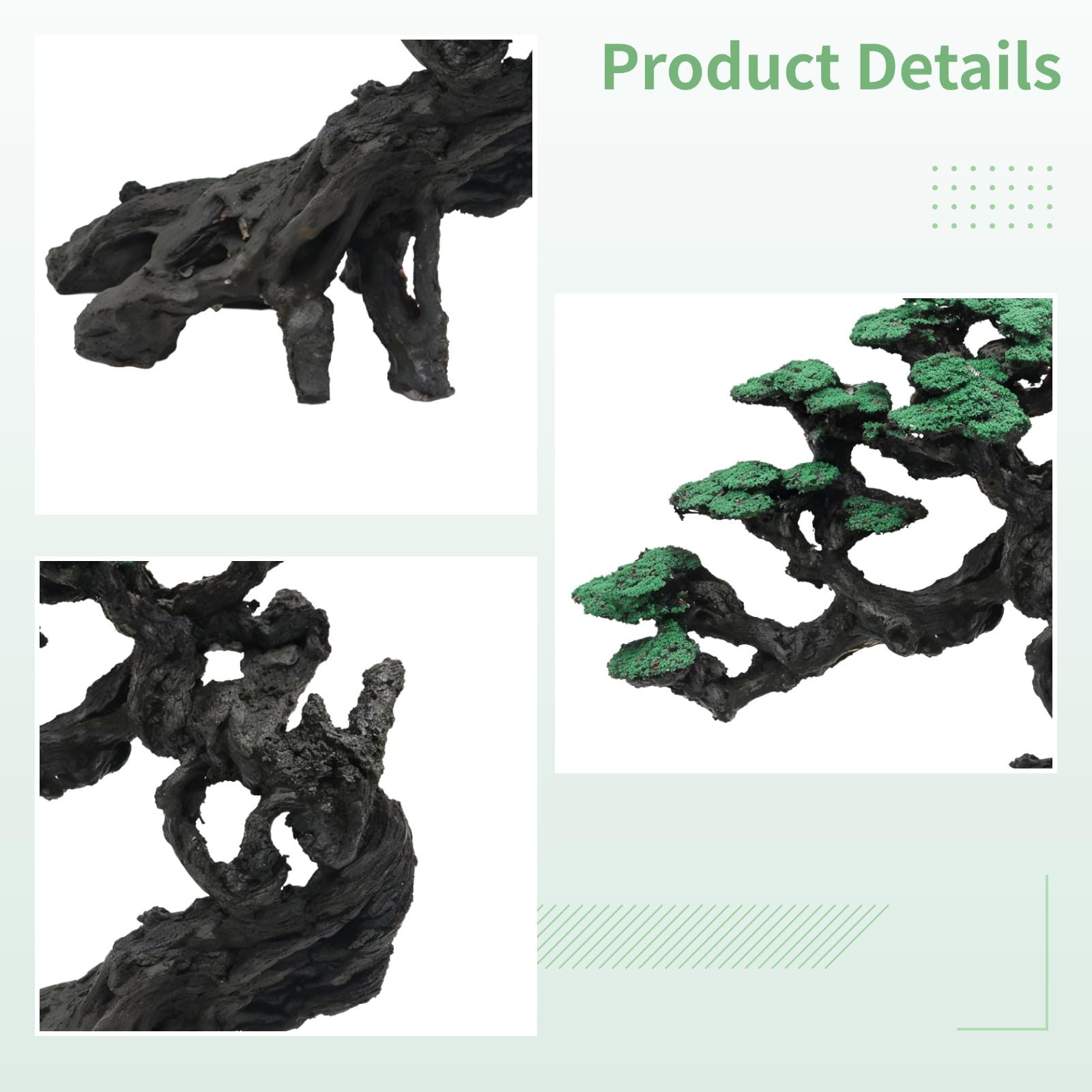 Bonsai artificiale, decorazione per acquario, 2 pezzi, muschio, con struttura in resina, ideale per acquari d'acqua salata e d'acqua dolce