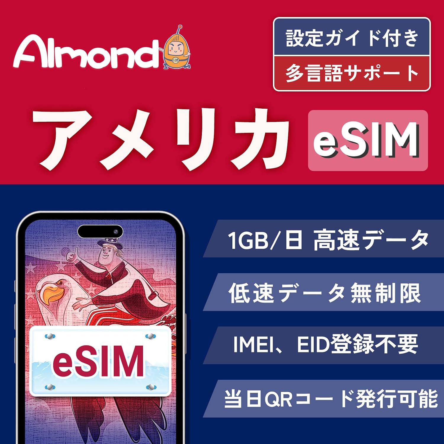 アメリカ USA eSIM プラン 4G