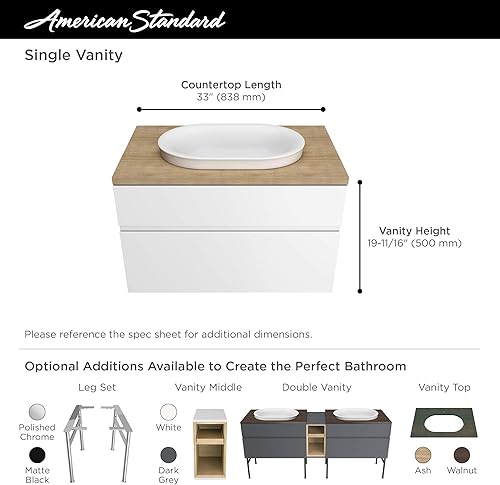 Miniatura 2 de American Standard 7813001.478 Studio S - Lavabo para encimera de 33 pulgadas, color ceniza