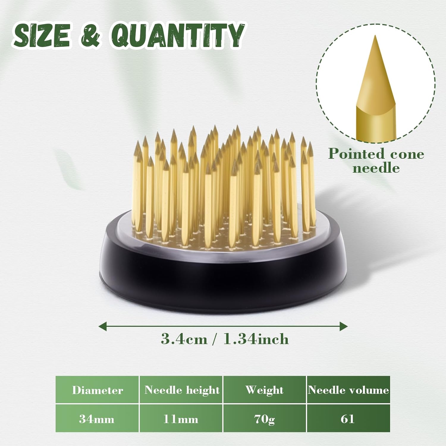 Woration 10Pcs Ikebana Stem Holder Gold Flower Frog with Rubber Base Floral Arrangement Pin Frog 1.34inch Round Kenzan for Garden Home Decoration DIY Craft