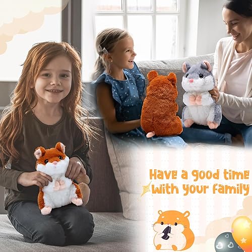 Miniatura 4 de Motionchic 4 piezas de peluche de hámster de 8 pulgadas, juguete de hámster para niños, lindos regalos de cumpleaños, amarillo, gris