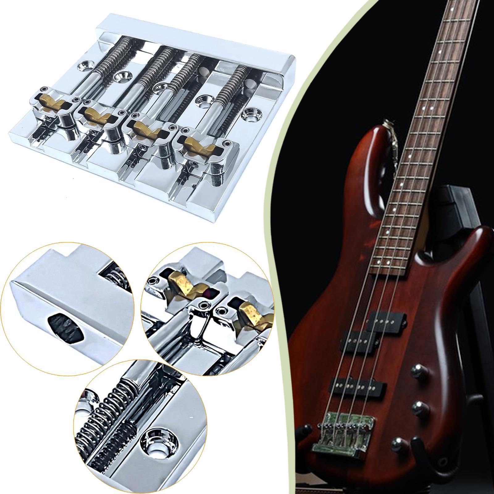 Puente para Bajo de con Tornillos de Montaje Metálicos, Fácil Ajuste, Accesorio para Reparación de Instrumentos Musicales de