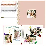 Vienrose 10 x 10 Inch Scrapbook Photo Album, Linen Hardcover Photo Book with 80 White Pages, DIY Memory Book Kit with Accessories for Wedding, Baby Shower, Travel, Christmas (Pink, 40 Sheets)