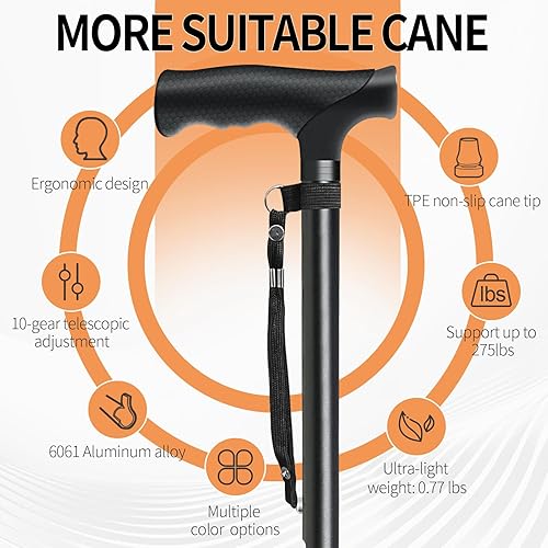 Miniatura 2 de Bastón ajustable para hombres y mujeres, mango de textura de piel, la impresión no se decolora, elegante bastón más adecuado para uso a largo plazo