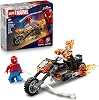 مجموعة صنع ألعاب دراجات نارية LEGO Marvel Spider-Man vs. Ghost Rider مع شخصيات مصغرة من Spider-Man وSkeleton Ghost Rider للأطفال من سن 76 إلى 6 سنوات وما فوق، فكرة هدية (72 قطعة)