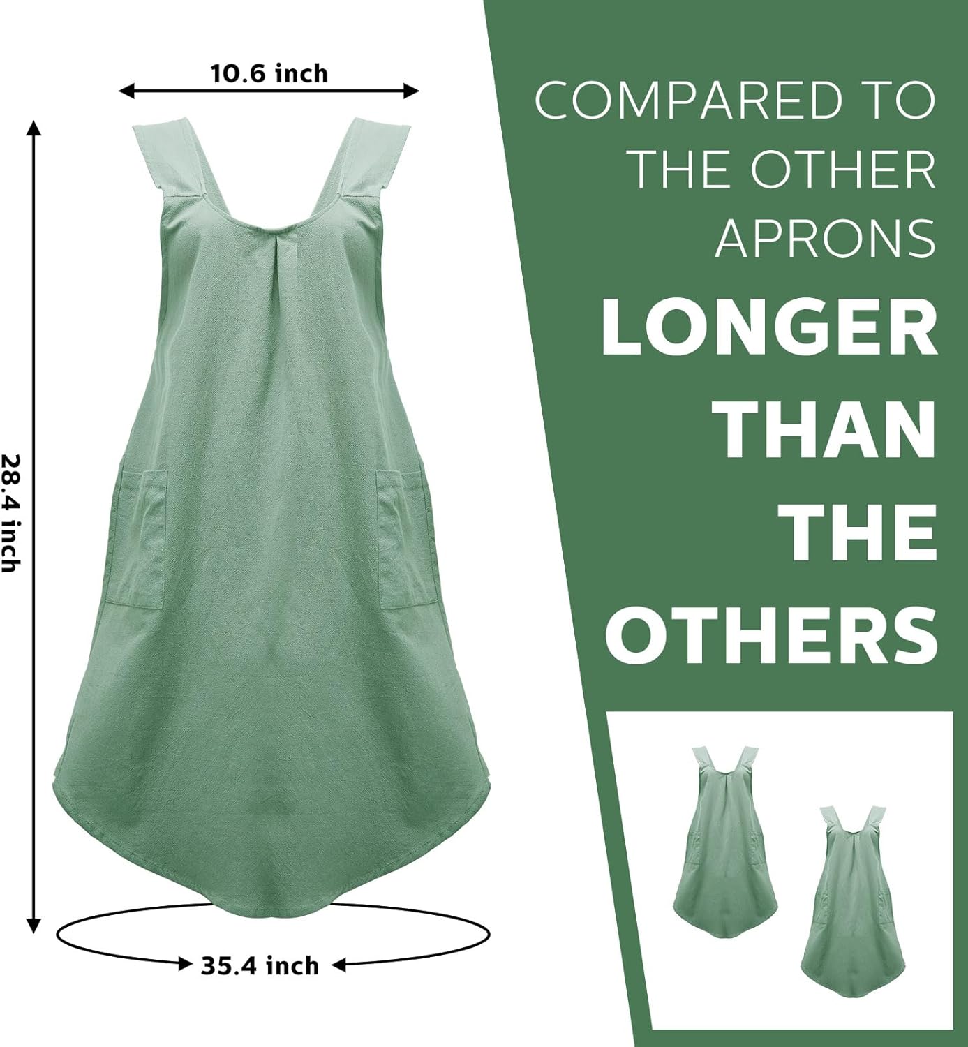 JaGely 2 Pack Japanese Linen Cross Back Kitchen Cooking Aprons for Women Men with 2 Pockets Cute Gardening Dress - Image 2