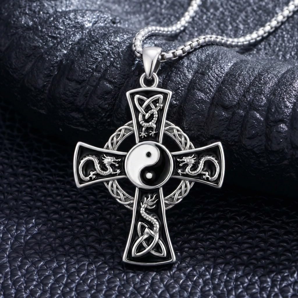 Mondstein Kreuz Halskette 925er Sterlingsilber Mondstein/Türkis Glaubensanhänger religiöser Schmuck Geschenk für Damen
