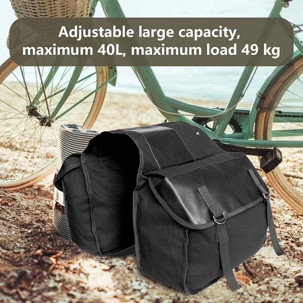 Bicycle Bag Double Bag Carrier Bag, 40L Waterproof Large Panniers, Rear Seat Trunk Bag with Strap, Tear-Resistant Pannier Bag for Commuter Carrier Pannier Back Seat-Schwarz