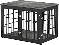 Vista 17 de Mueble de jaula de perro resistente de 26 pulgadas para perros pequeños, mesa auxiliar decorativa para casa de mascotas, muebles de madera para Negro