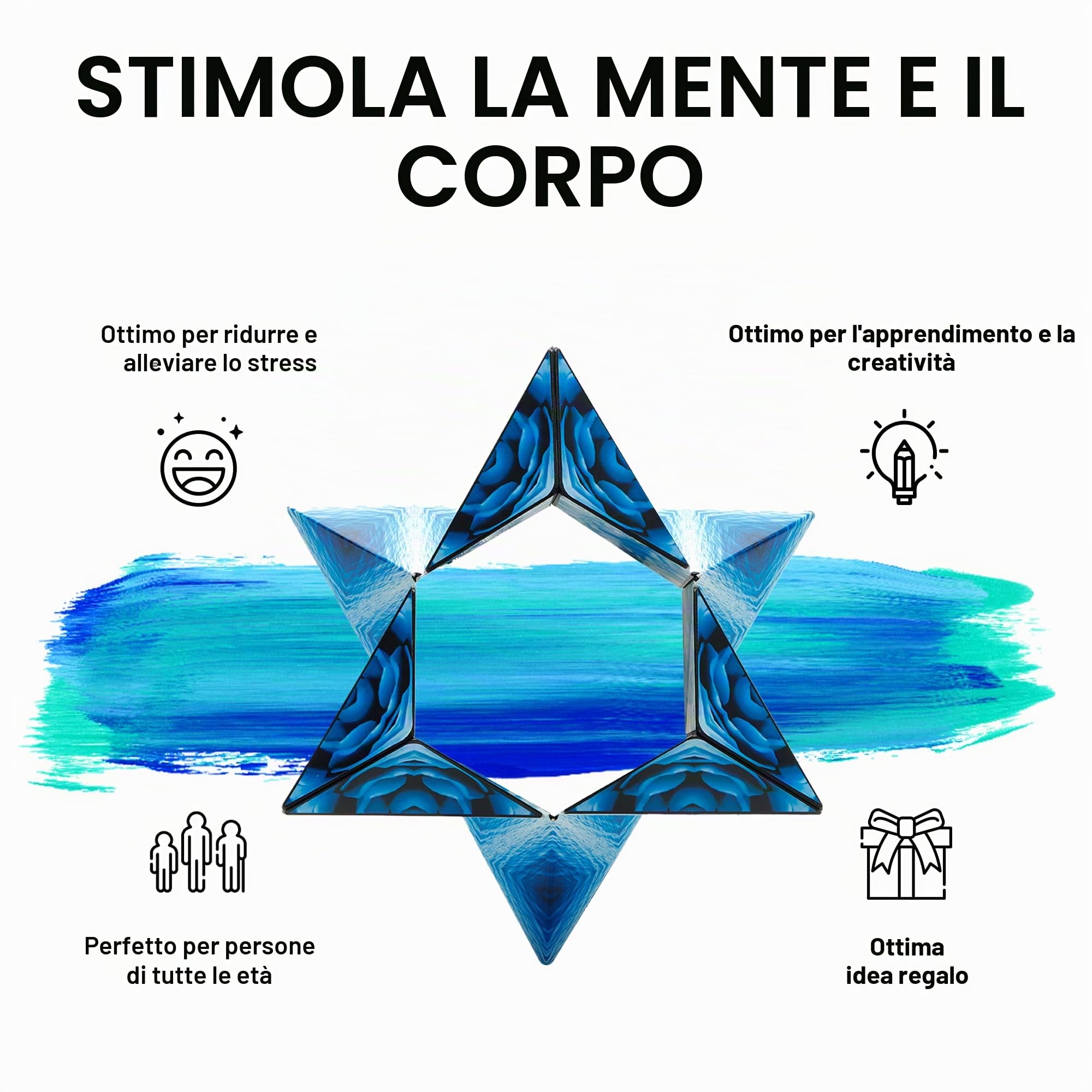 Shashibo Cubo Cambiaforma Antistress 36 Magneti Terre Rare Oltre 100 Forme Blue Planet