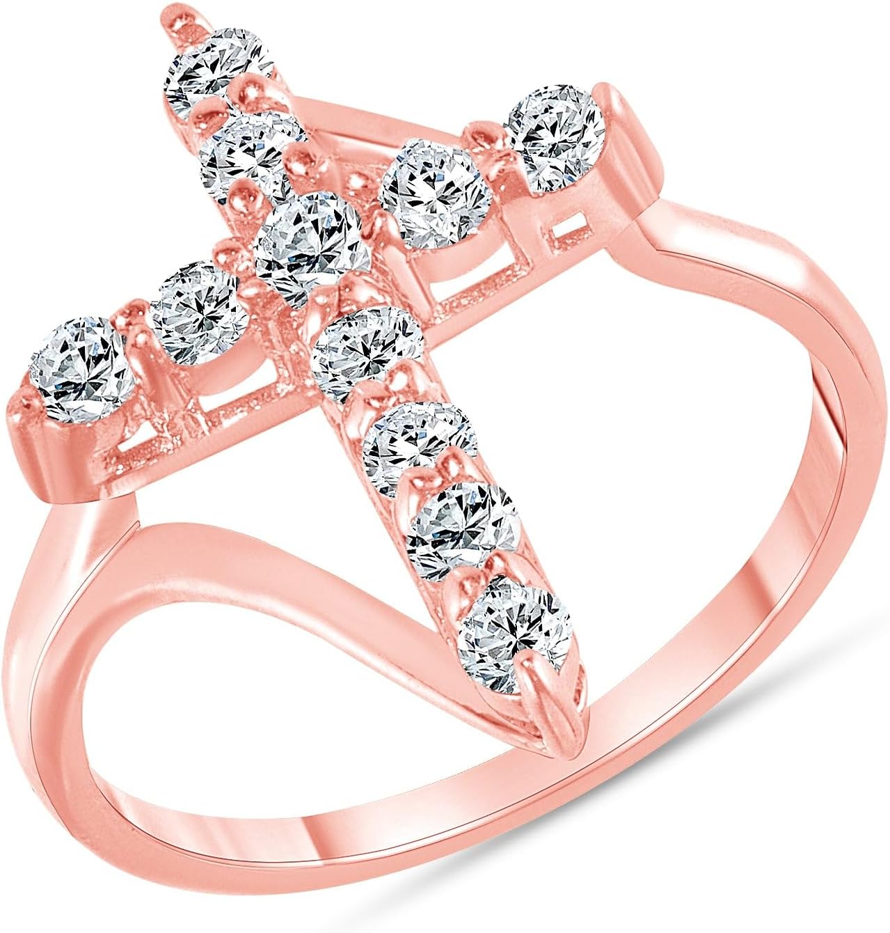 Elegant 10k Gold Diamond Statement Cross Ring