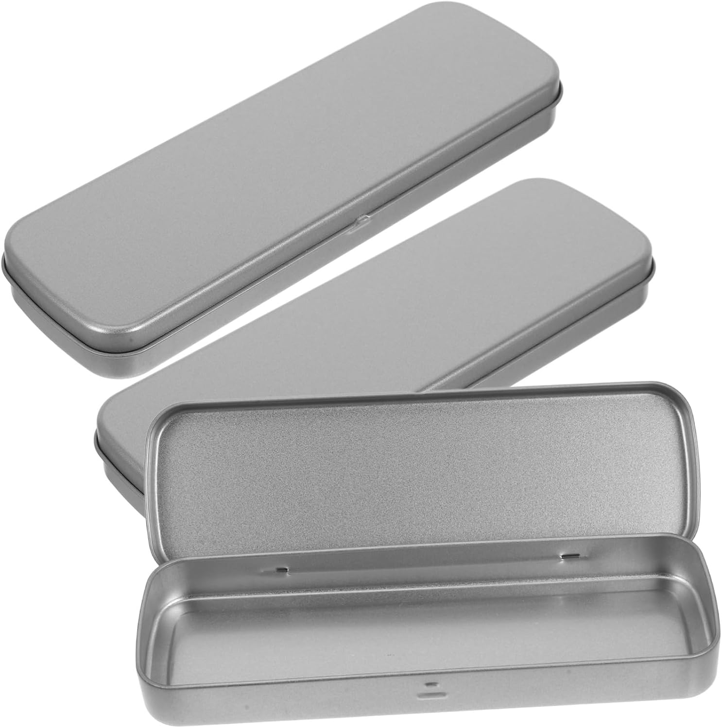 DOITOOL 3pcs Rectangular Metal Tins Box Portable Tinplate Storage Containers Lid for Organizing Jewelry Crafts Snacks and More for Home and Office Use
