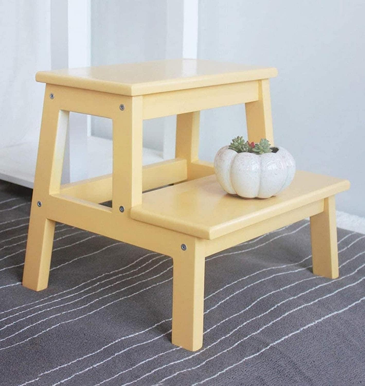 OKUOKA Multi-Function Step Ladder Ladder Step Stool Solid Wood Home Small Mazar Change His Shoes Stool Stairs Simple 2 Layer Ladder A+ (Color : C)