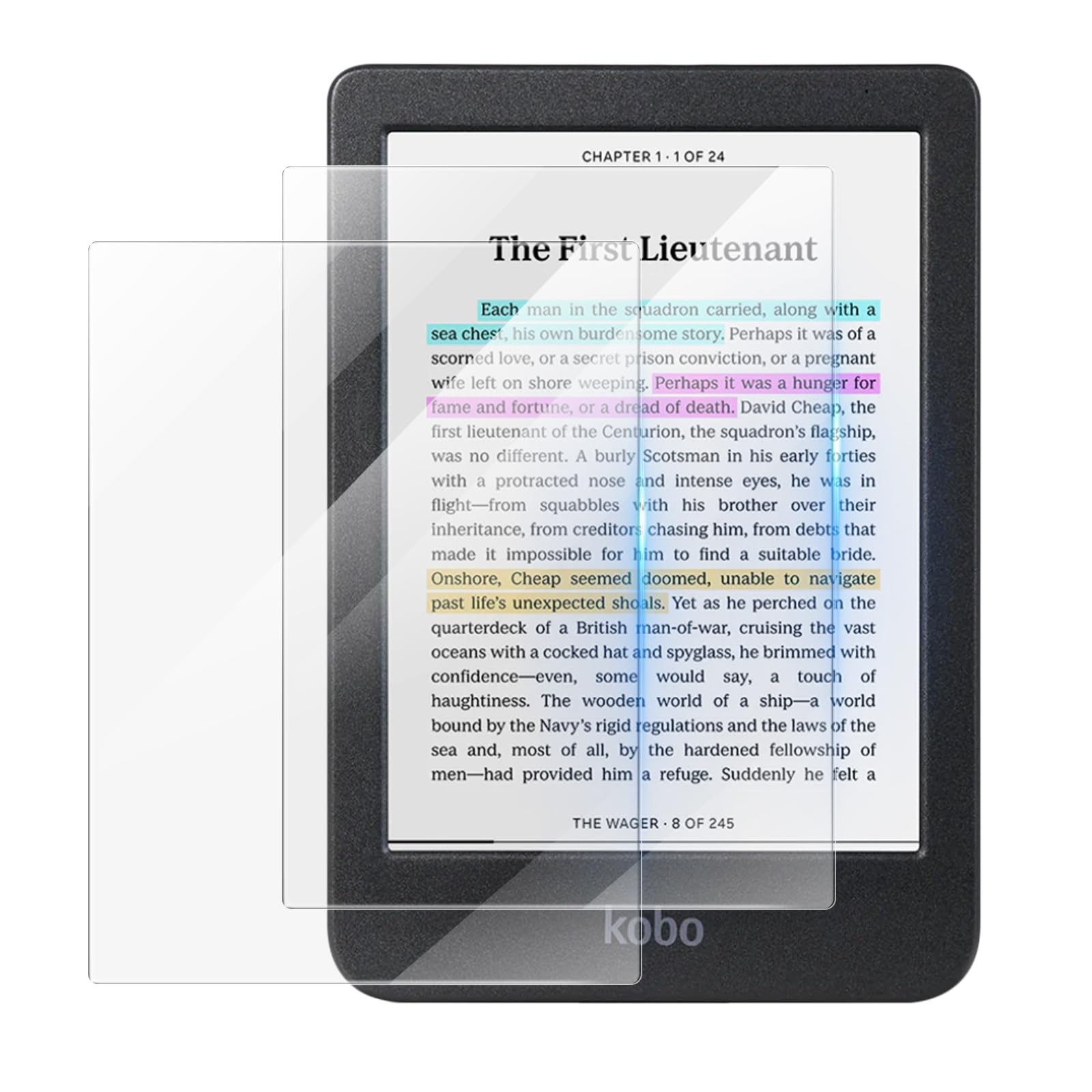 MoKo 2 Pezzi Pellicole Vetro Temperato per Kobo Clara Color & Clara BW 2024, 9H Anti-Graffio HD Trasparente