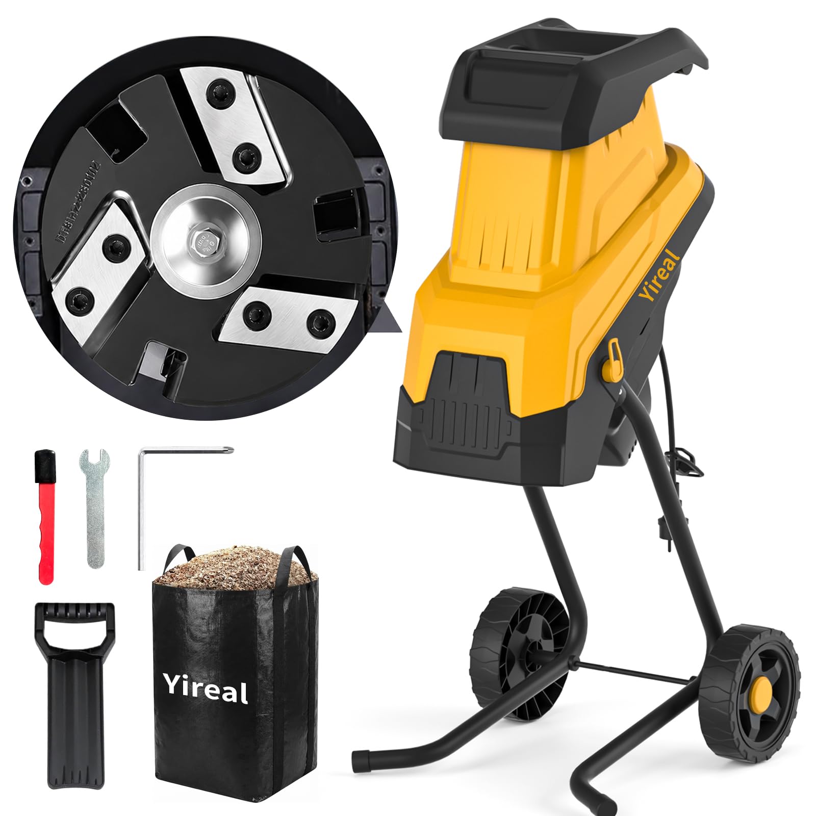 Photo 1 of Yireal 3 Blade Electric Wood Chipper Shredder,15Amp,1.8 Inch Cutting