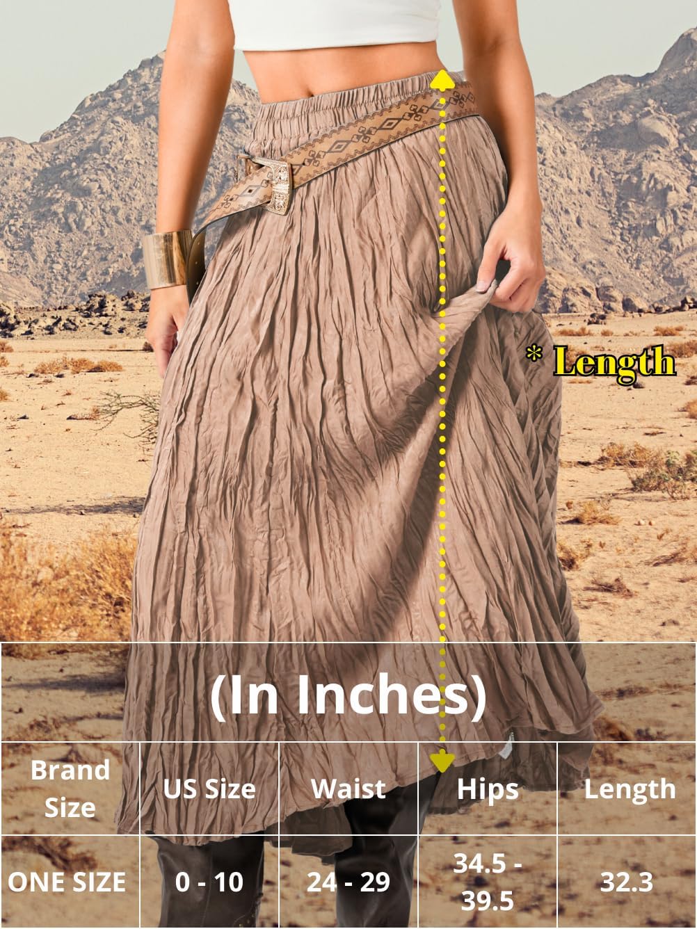 Kaei&Shi Flowy Pleated Long Skirt,Boho High Waisted Maxi Skirts for Women,Casual Peasant Renaissance Costume