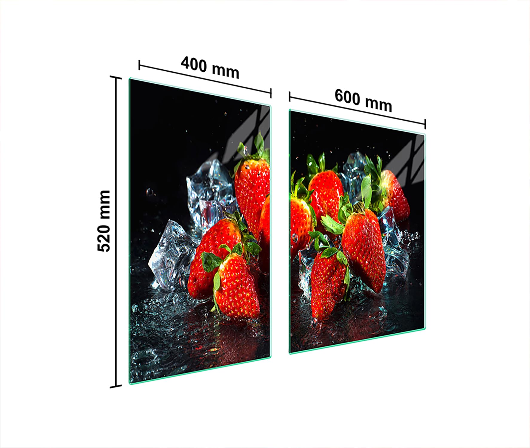TMK ArtDeko Plaque Protection Induction 100x52 Cm – Verre Trempé Décoratif Fruits, Anti-éclaboussures
