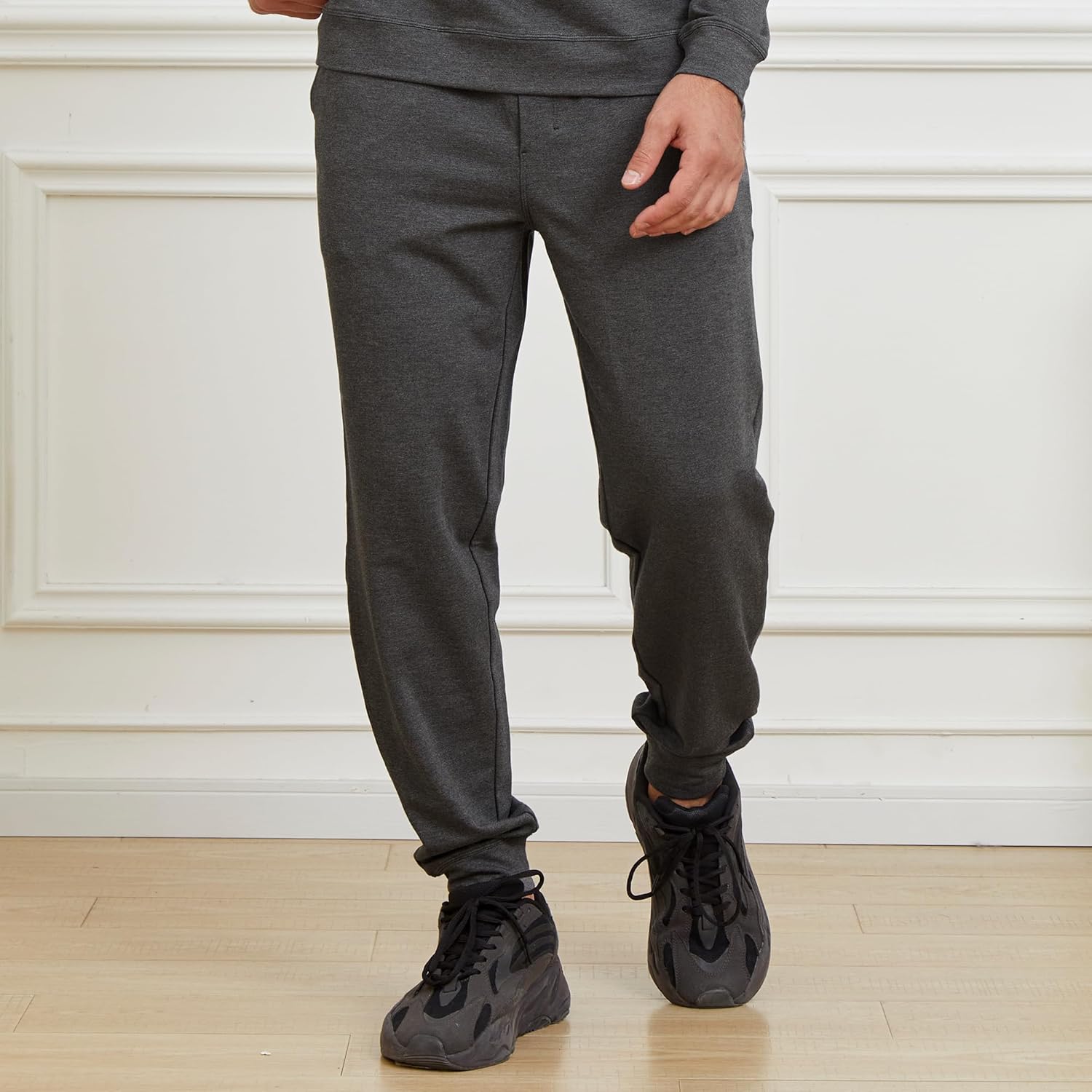 netdraw Men's Bamboo Viscose Cotton Jogger Sweatpants, Casual Lounge Tapered Cuffed Pants with Pockets - Image 3