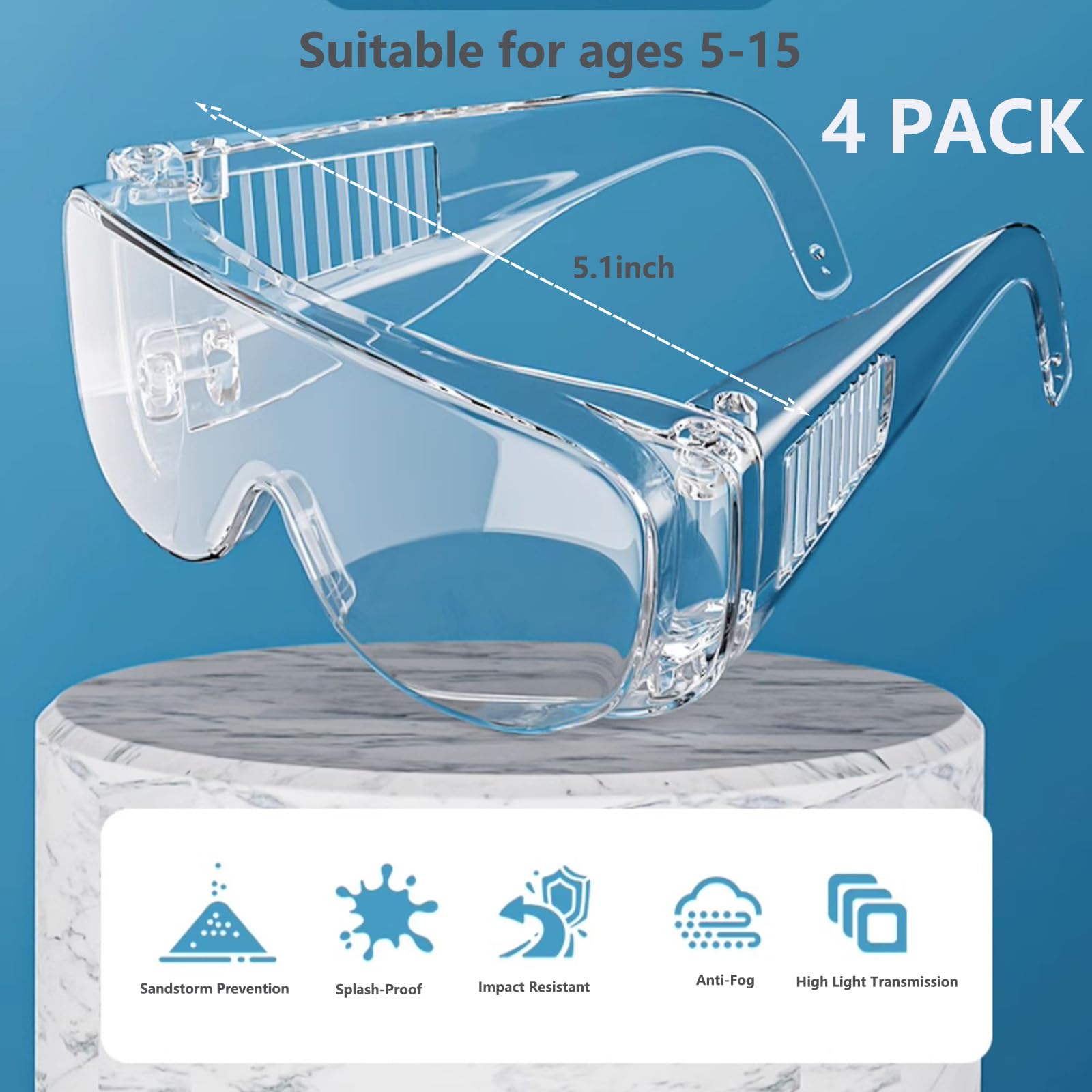 Gafas de ciencia para niños, gafas de seguridad resistentes a los arañazos, resistentes a los impactos, gafas de laboratorio ligeras para niños