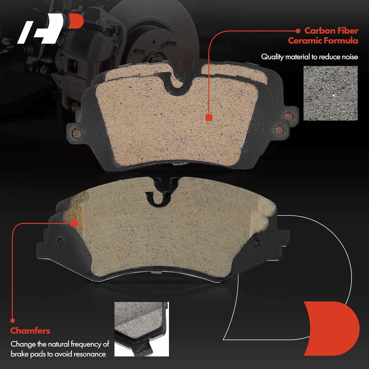 A-Premium Front and Rear Ceramic Brake Pads Set Compatible with Land Rover Models - Range Rover 2014-2015/2017, Discovery 2017, Range Rover Sport 2014-2017, 8-Pack