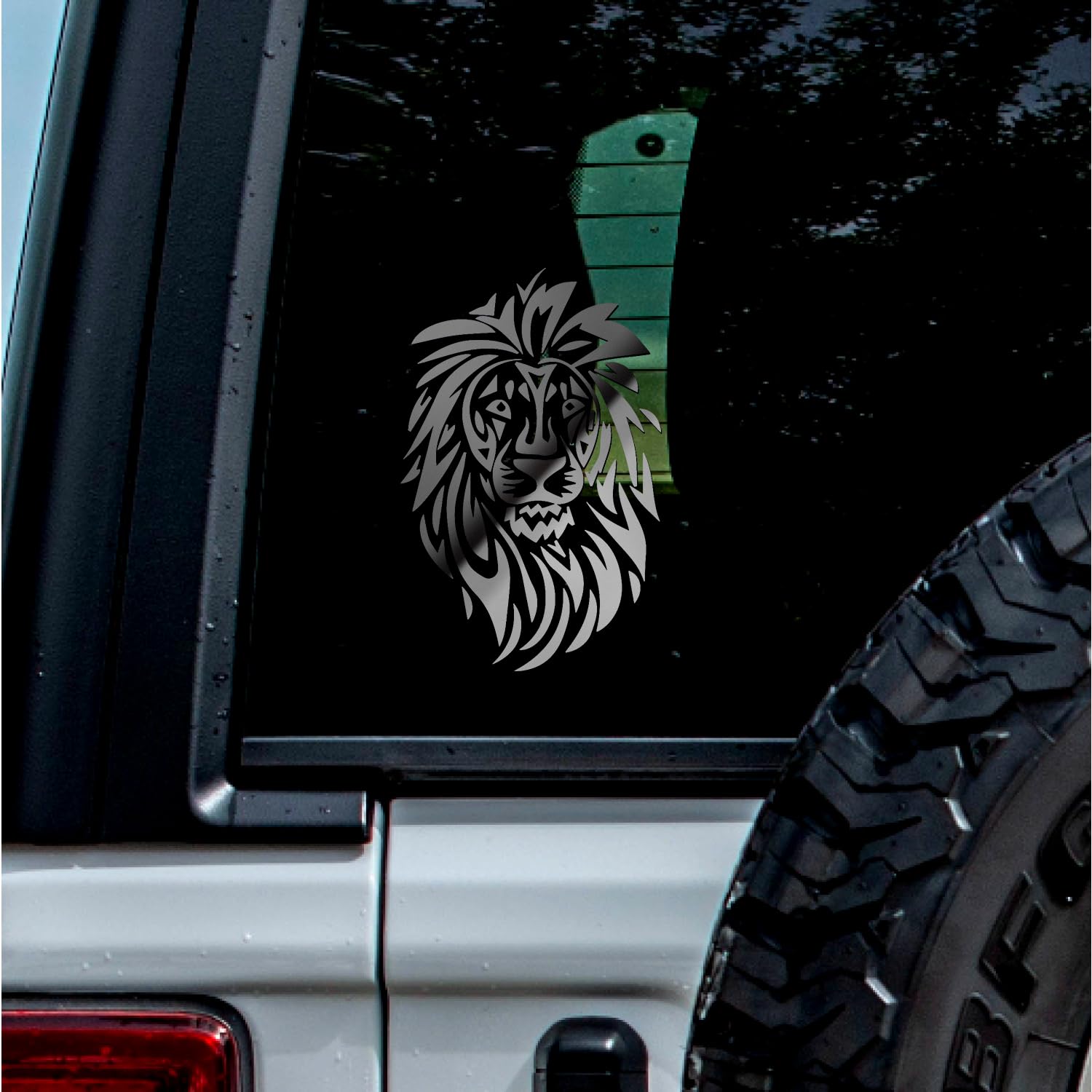 Transparent Decal Stickers of Lion (Metallic Silver) Premium Waterproof Vinyl Decal Stickers for Laptop Phone Accessory Helmet Car Window Mug Tuber