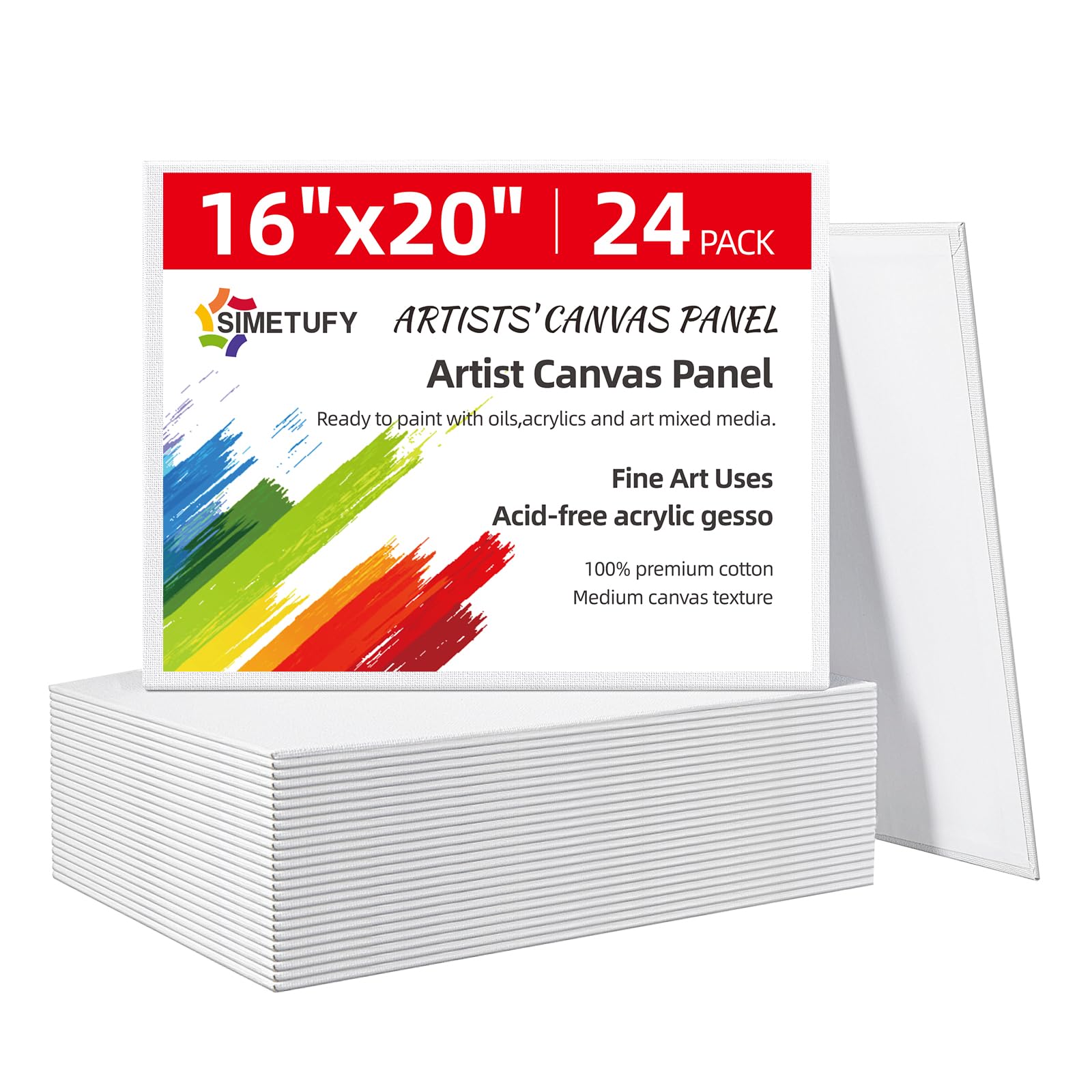 Simetufy 16x20inch 24 Pack Large Painting Canvas Boards