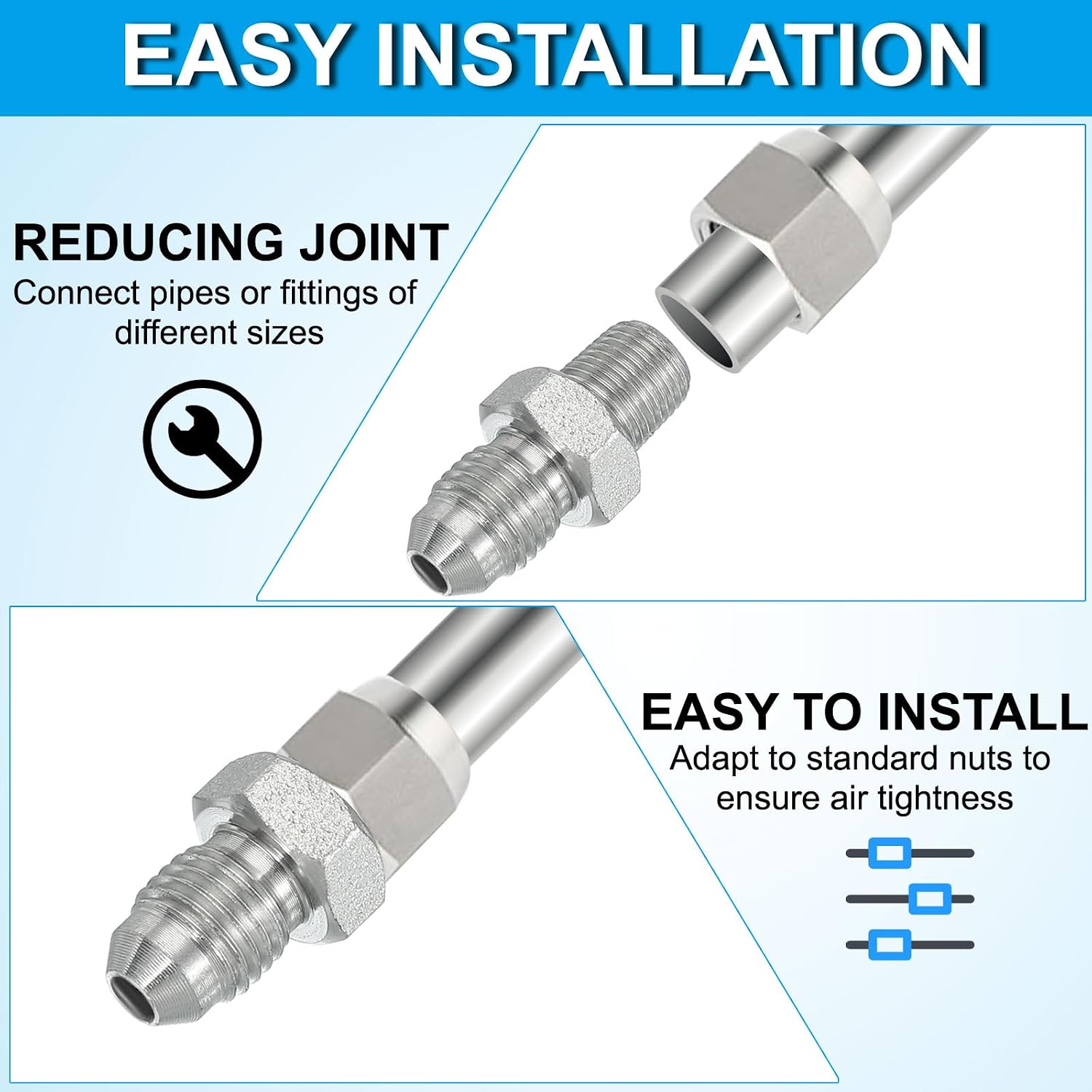 PATIKIL Hex Reducing Nipple Connectors Pipe Adapter 7/8" Male 37° Flare JIC x 1" Male NPT, 2 Pack Pipe Fitting Reducer Nipple Adapter Plated Steel Hydraulic Fitting
