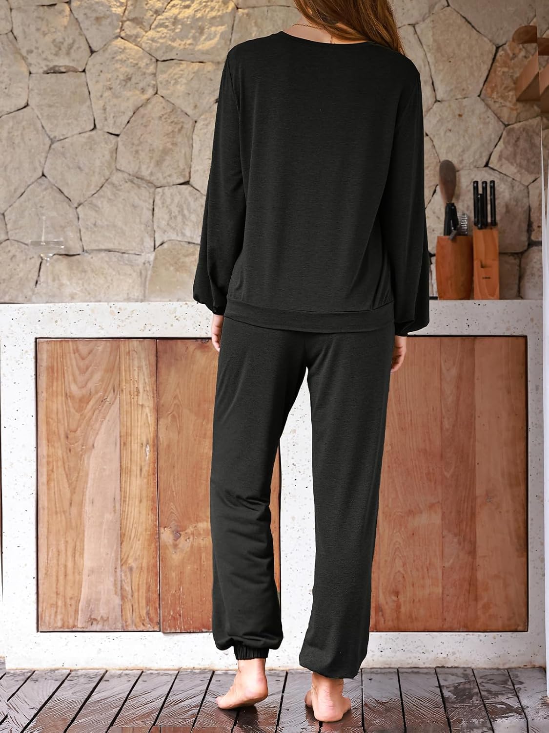 CUPSHE Womens 2 Piece Outfits Lounge Sets Long Sleeve Tops Drawstring Jogger Pants Spring Travel Pants Sets image 5