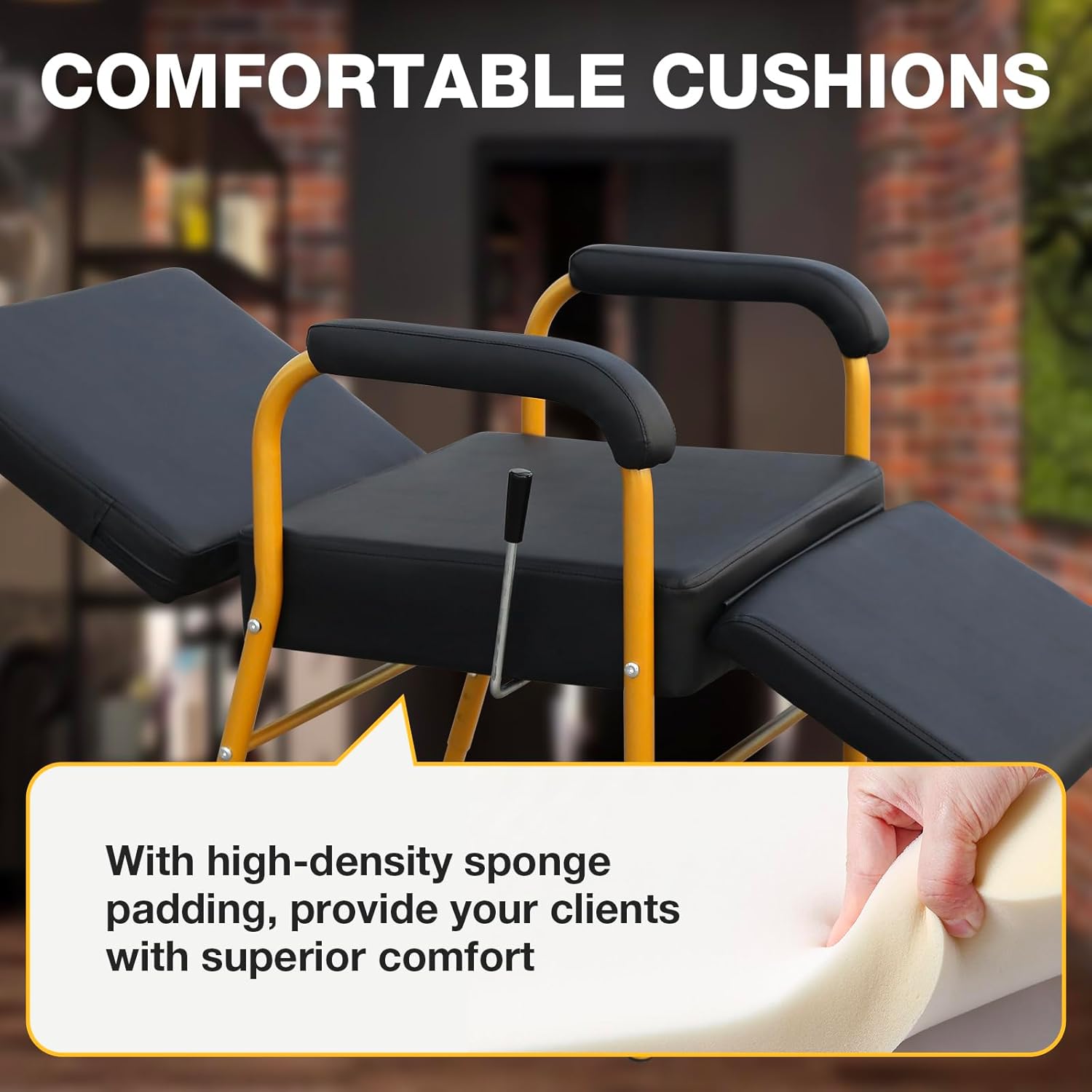 Reclining Shampoo Chairs Adjustable Height Shampoo Chairs for Salon Barber Chair Hair Stylist Chair Recline Salon Chair Spa Beauty Equipment for Hair Stylists, Tattoo Artists, Cosmetologists（Gold）