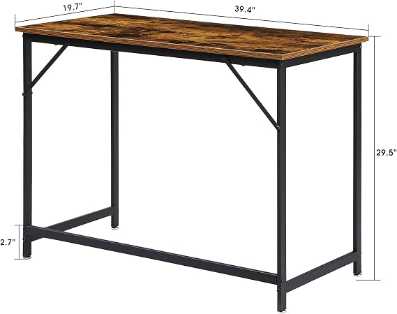 ivinta Computer Desk, Industrial Home Office Desk with Metal Frame, 40 Workstation for Small Spaces Living Room Bedroom Single (Vintage, Easy Assemble)