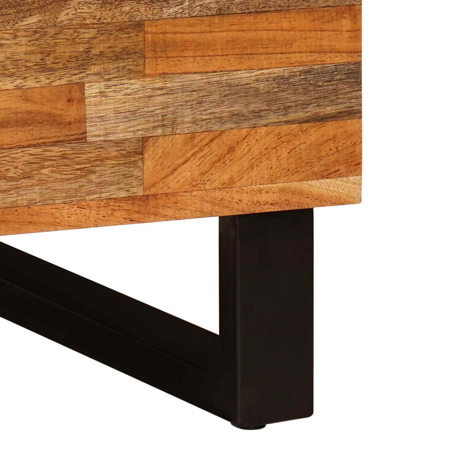 Hothingwell Stolik kawowy z litego drewna mango 80 x 50 x 40 cm brązowy | Prostokątna konstrukcja, ręcznie wykonana, łatwy montaż, prosta konserwacja, do salonu