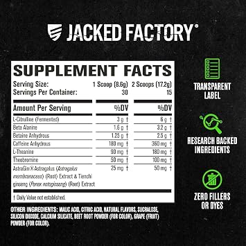 Jacked Factory Nitrosurge Pre-Workout in Black Cherry & N.O. XT Nitric Oxide Booster for Men & Women