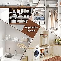 Vista 6 de Hershii - Estantería y barra extensible para armarios, estante de almacenamiento de metal expansible,organizador ajustable, separador para armarios